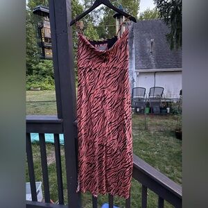 Anthropologie Silk Animal Print Slip Dress